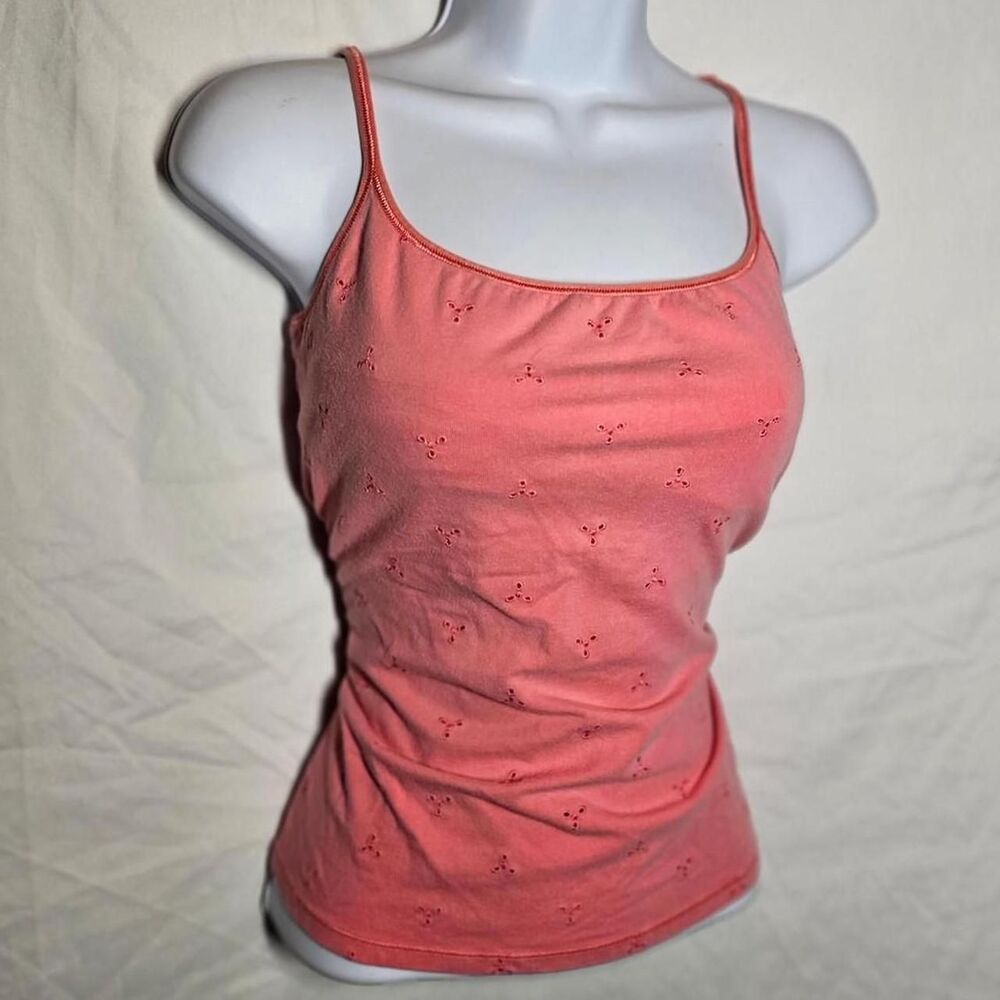 1999 peach salmon flower eyelet victorias secret tank w/ built in bra